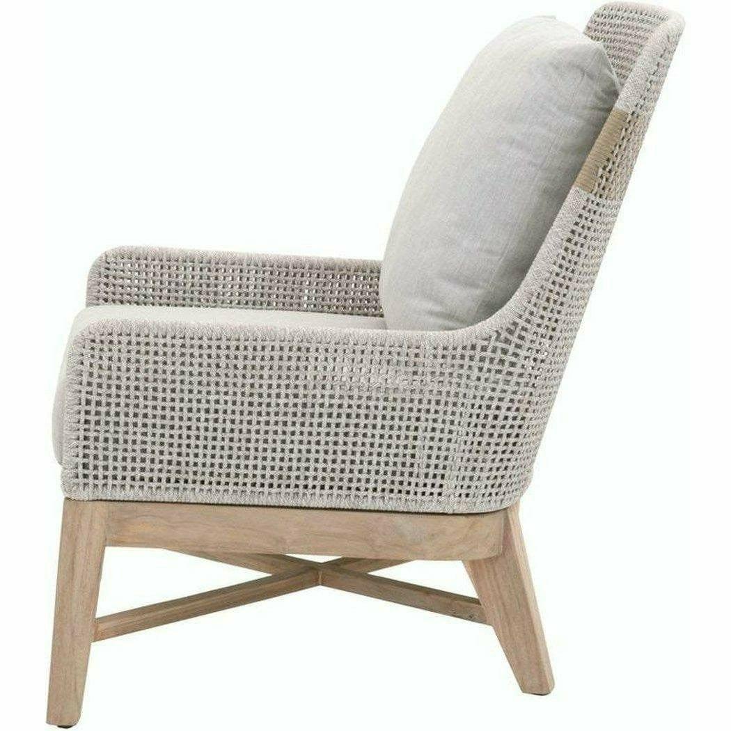 Tapestry Outdoor Club Chair Taupe & White Rope and Teak Outdoor Lounge Chairs Sideboards and Things By Essentials For Living