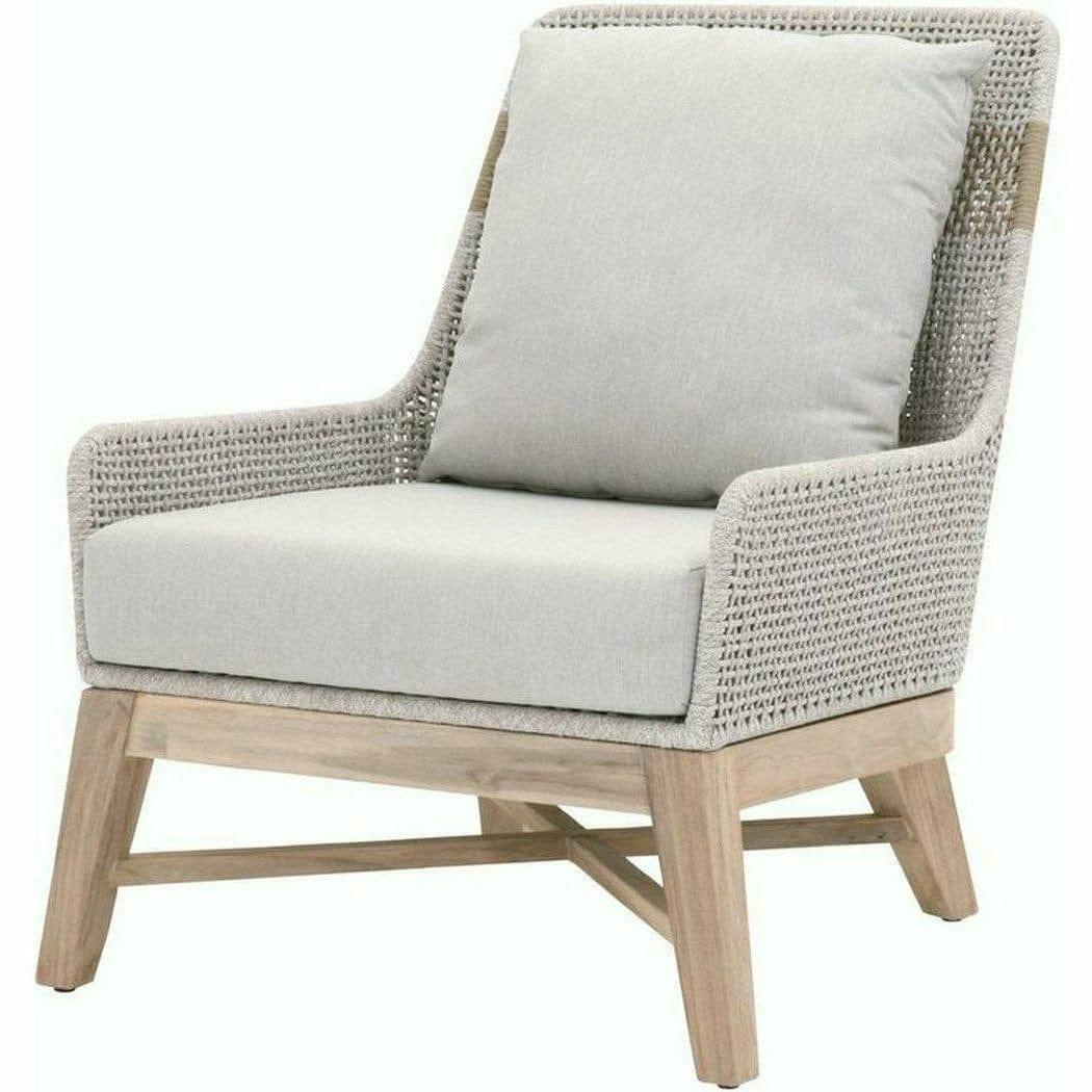 Tapestry Outdoor Club Chair Taupe & White Rope and Teak Outdoor Lounge Chairs Sideboards and Things By Essentials For Living