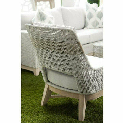 Tapestry Outdoor Club Chair Taupe & White Rope and Teak Outdoor Lounge Chairs Sideboards and Things By Essentials For Living