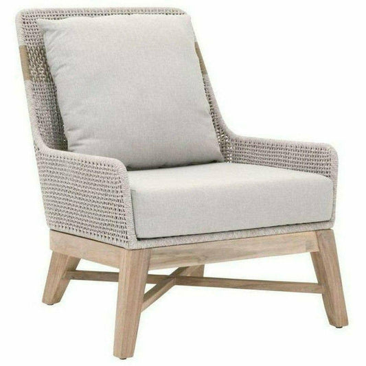 Tapestry Outdoor Club Chair Taupe & White Rope and Teak Outdoor Lounge Chairs Sideboards and Things By Essentials For Living