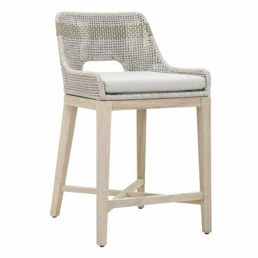 Tapestry Outdoor Counter Stool Taupe & White Rope and Teak Outdoor Counter Stools Sideboards and Things By Essentials For Living