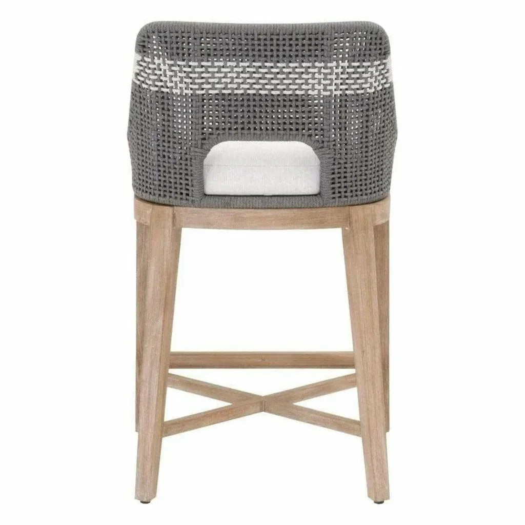 Tapestry Wood Frame Dove Rope Counter Stool - LOOMLAN - Essentials For Living - Counter Stools