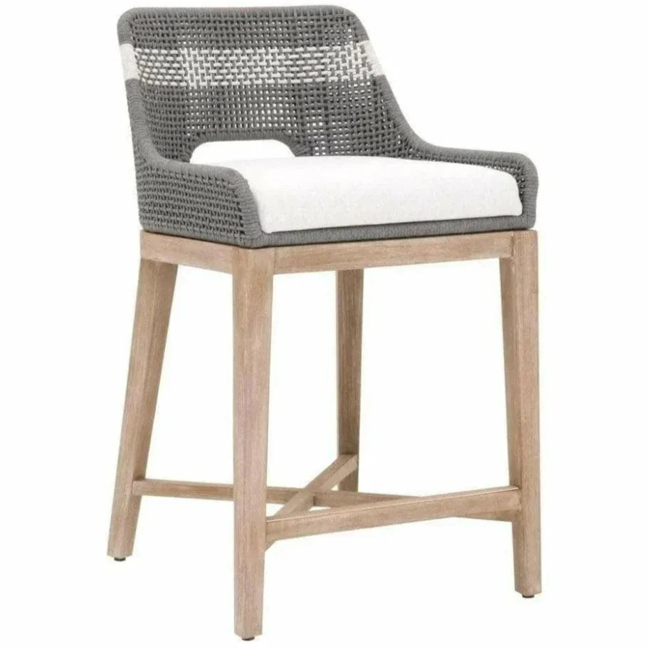 Tapestry Wood Frame Dove Rope Counter Stool - LOOMLAN - Essentials For Living - Counter Stools