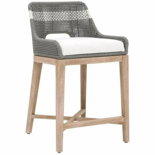 Essentials For Living Tapestry Wood Frame Dove Rope Counter Stool
