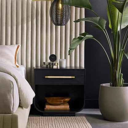 Tarrant Nightstand Black Raffia Handle - LOOMLAN - SUNPAN - Nightstands