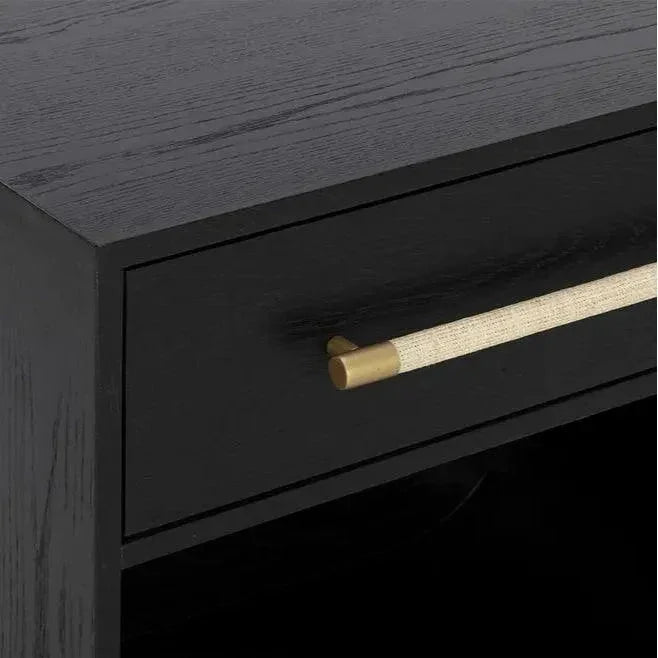 Tarrant Nightstand Black Raffia Handle - LOOMLAN - SUNPAN - Nightstands
