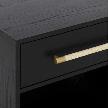 Tarrant Nightstand Black Raffia Handle - LOOMLAN - SUNPAN - Nightstands