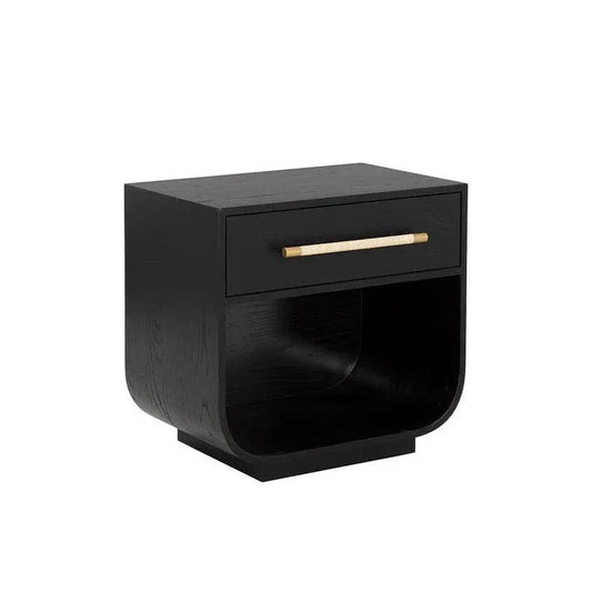 SUNPAN Tarrant Nightstand Black Raffia Handle