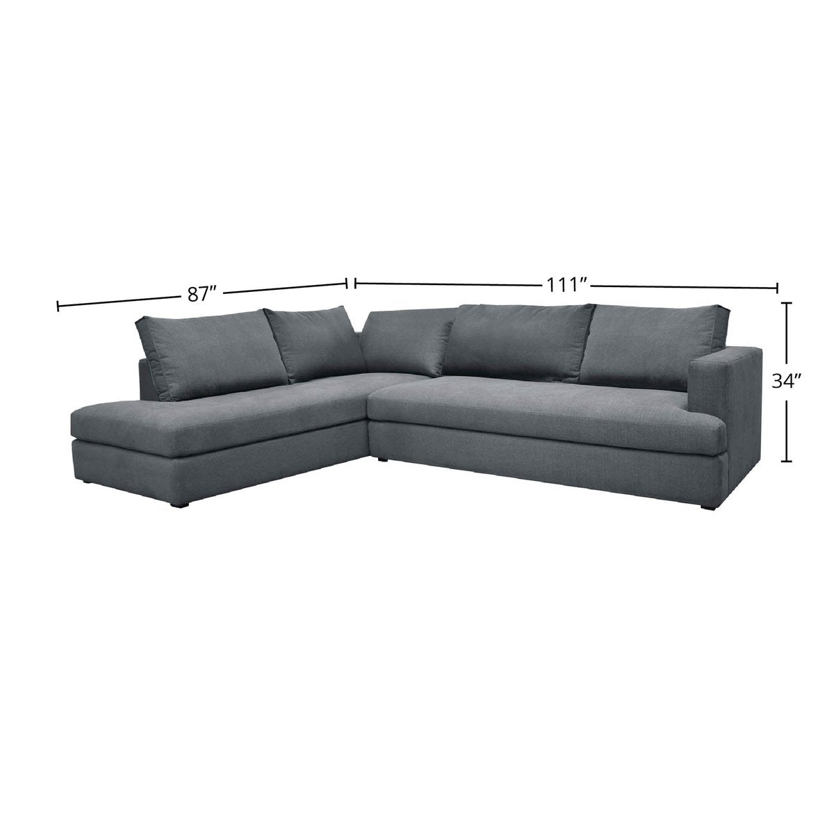 LH Home Taylor Grey Fabric Left Sectional