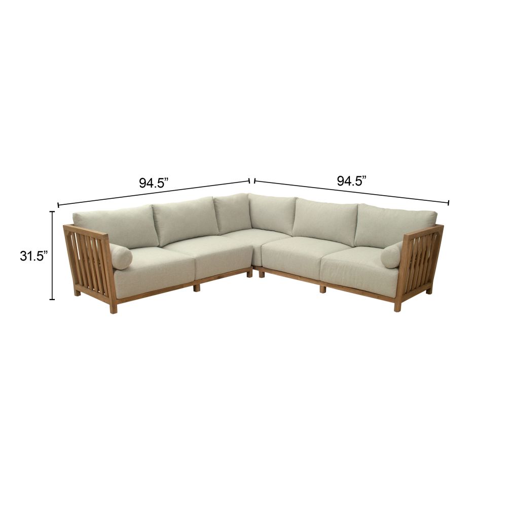 Zuo Modern Teras Olefin Fabric Outdoor Sectional Sofa