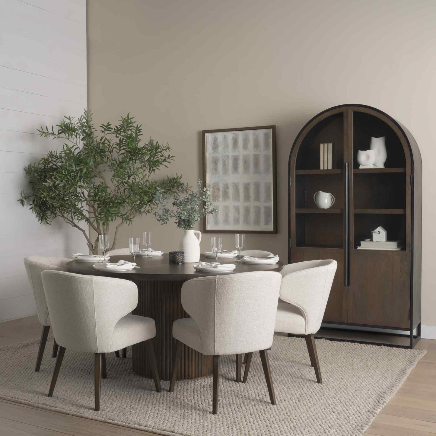 Terra Fluted Dining Table Set with Sloan Cabinet