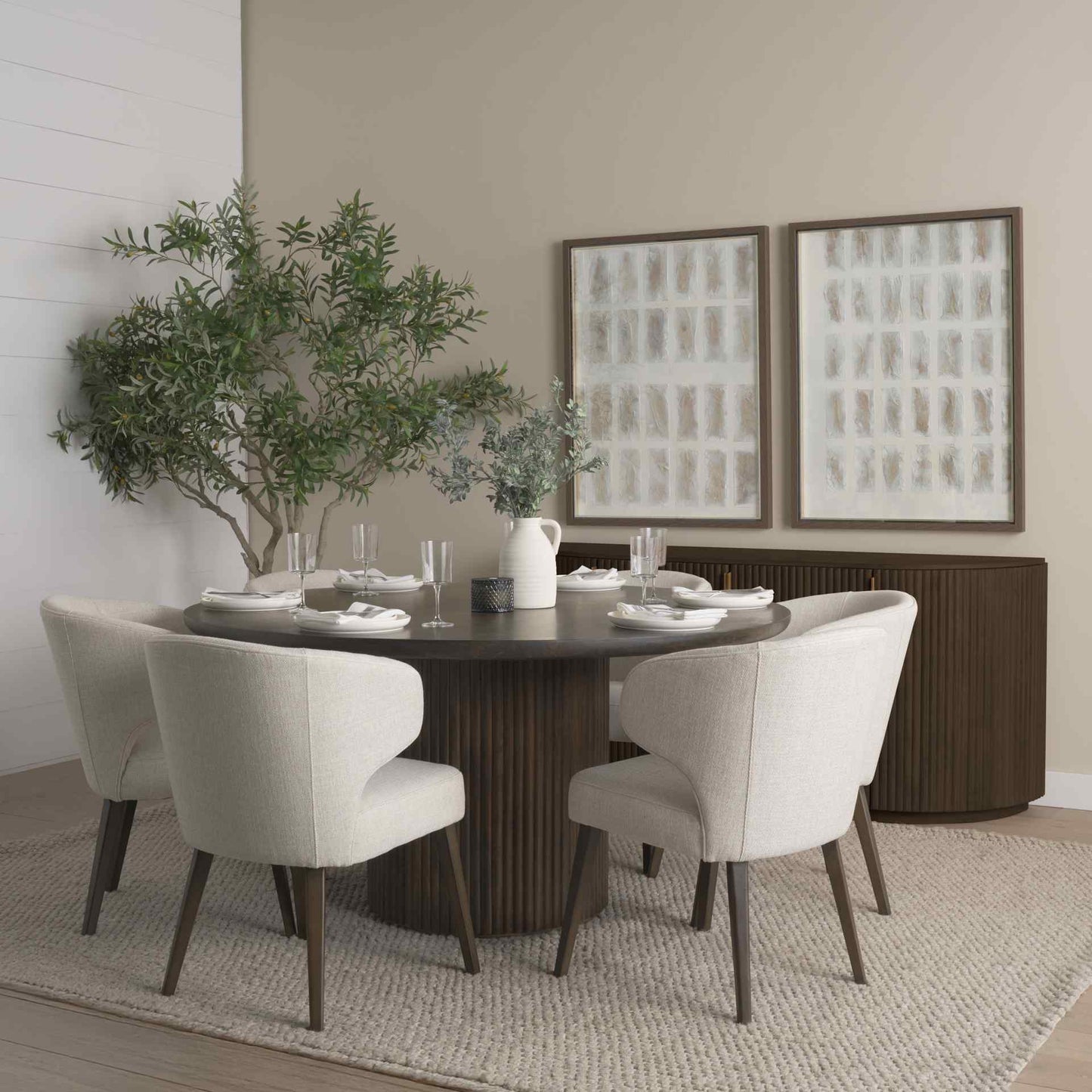 Terra Fluted Round Dining Table Set