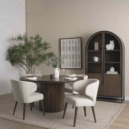 Terra Fluted Round Dining Table Set with Sloan Cabinet