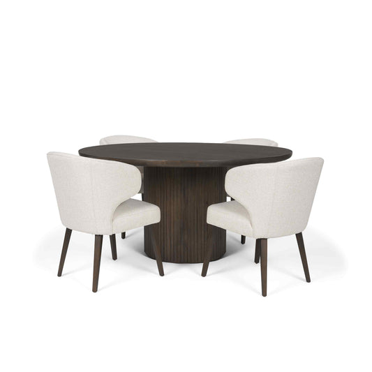 Terra Fluted Wooden Dining Table Set