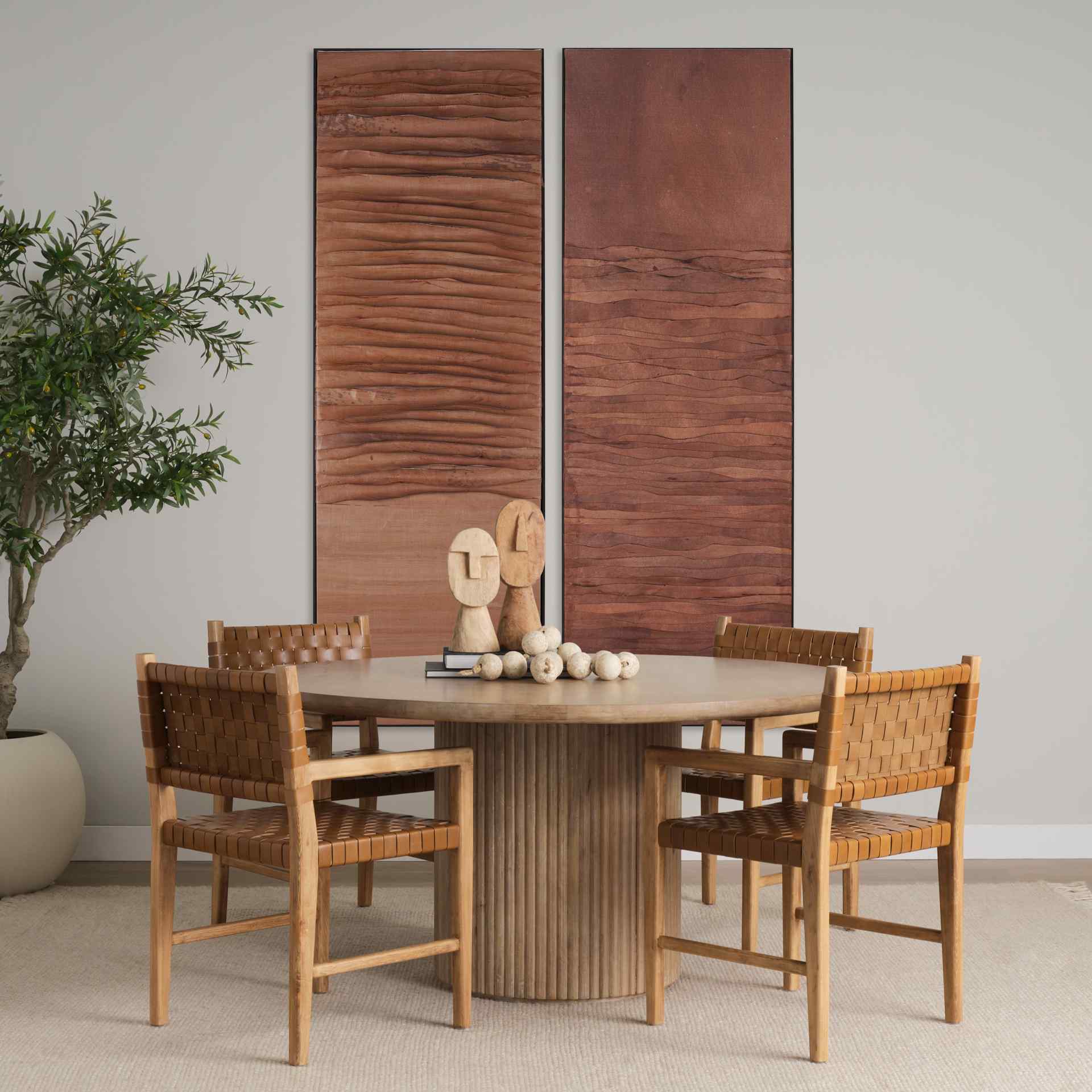 Mercana Terra Wood Fluted Round Dining Table