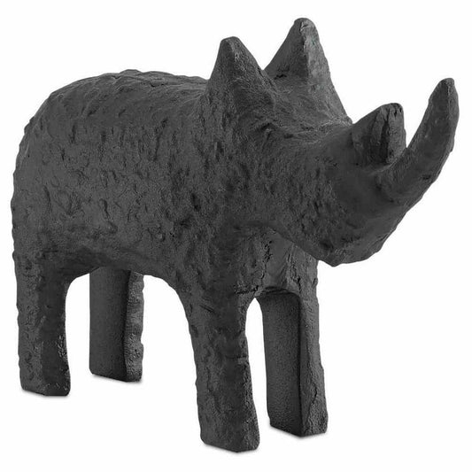 Textured Matte Black Kano Black Large Rhino Statues & Sculptures Sideboards and Things By Currey & Co