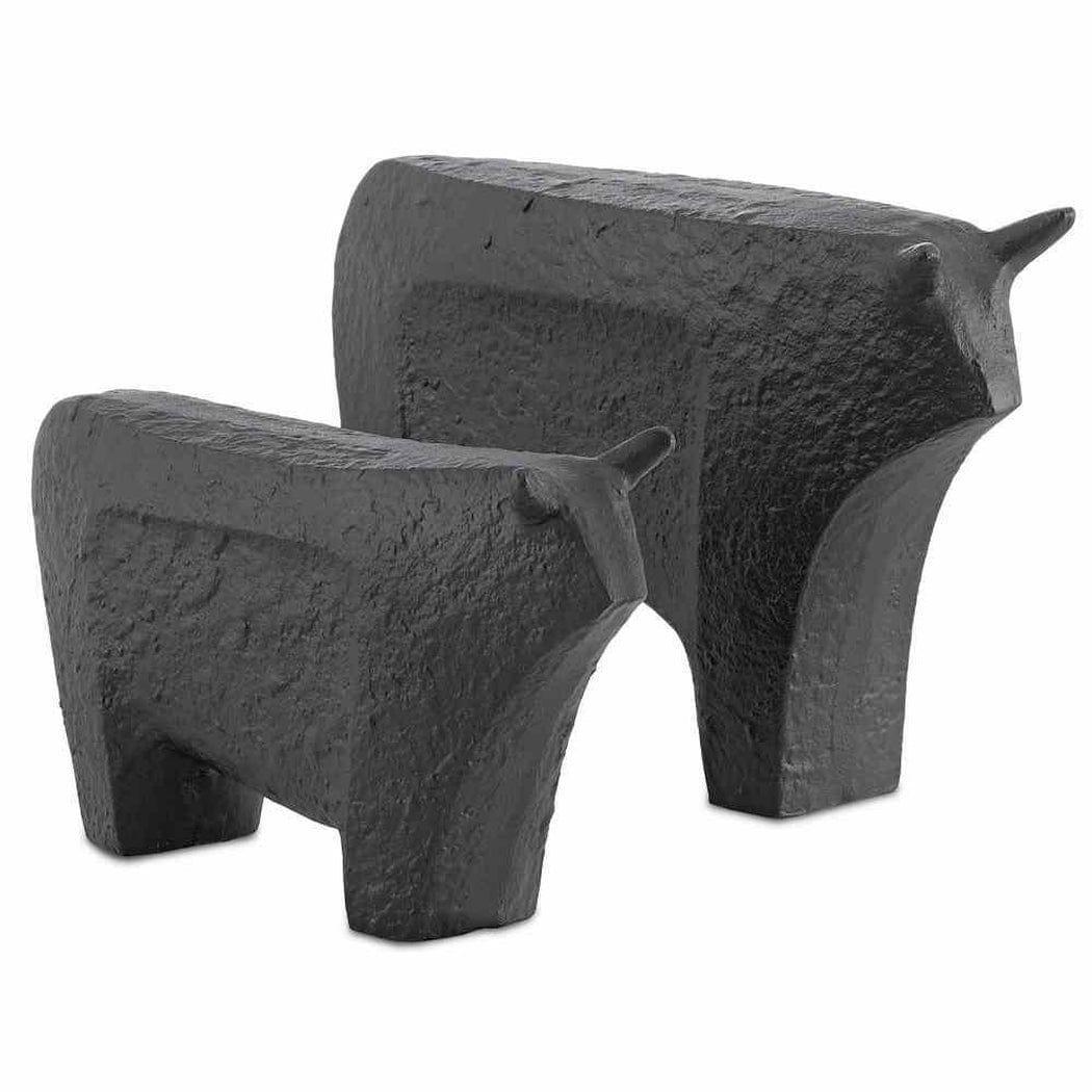 Textured Matte Black Sampson Black Small Bull Statues & Sculptures Sideboards and Things By Currey & Co