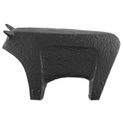 Textured Matte Black Sampson Black Small Bull Statues & Sculptures Sideboards and Things By Currey & Co