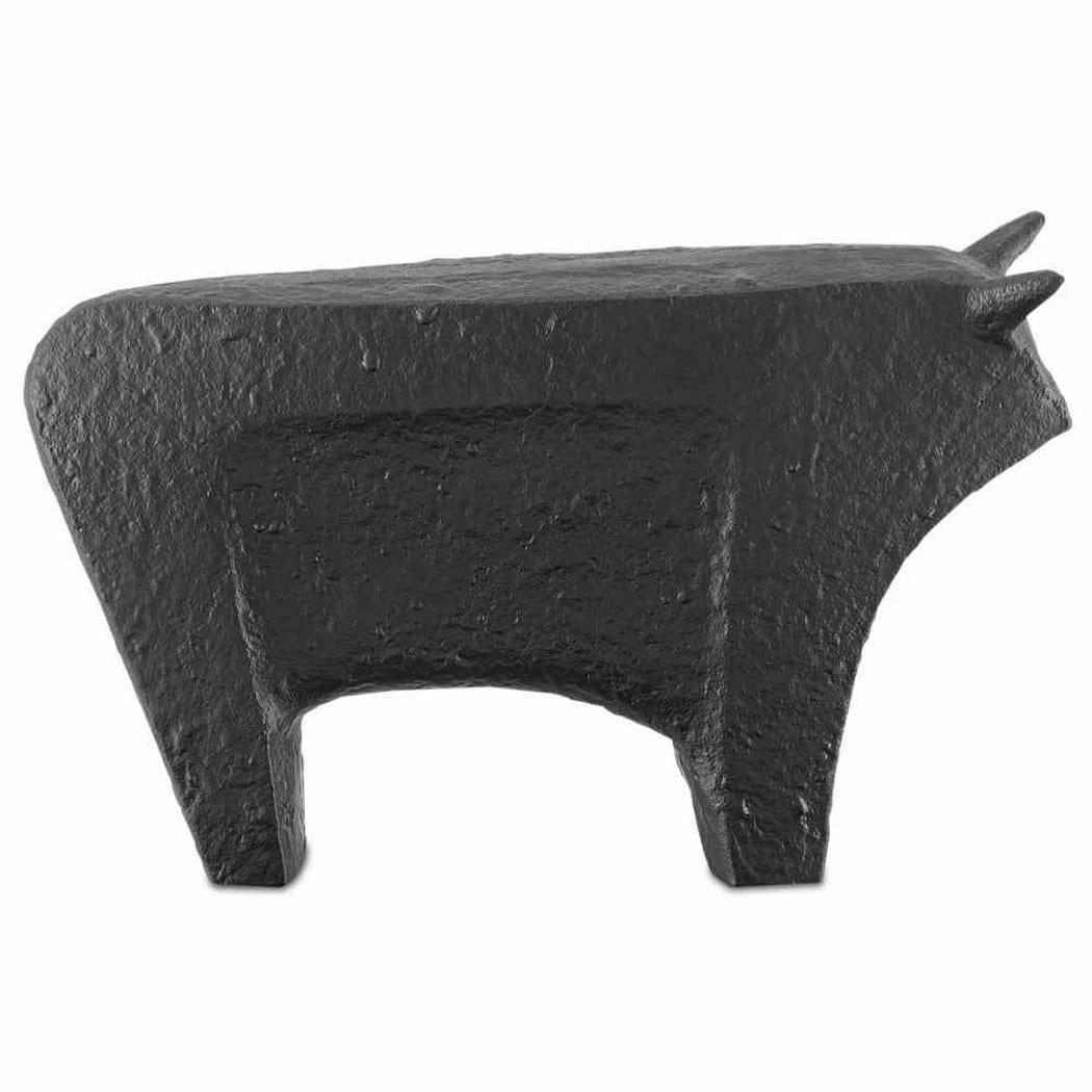 Textured Matte Black Sampson Black Small Bull Statues & Sculptures Sideboards and Things By Currey & Co