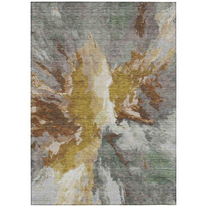 LOOMLAN Rugs Theodara Gold Washable Indoor-Outdoor Rug