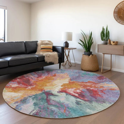 Theodara Orange Washable Indoor - Outdoor Rug - LOOMLAN - LOOMLAN Rugs - Outdoor Rugs