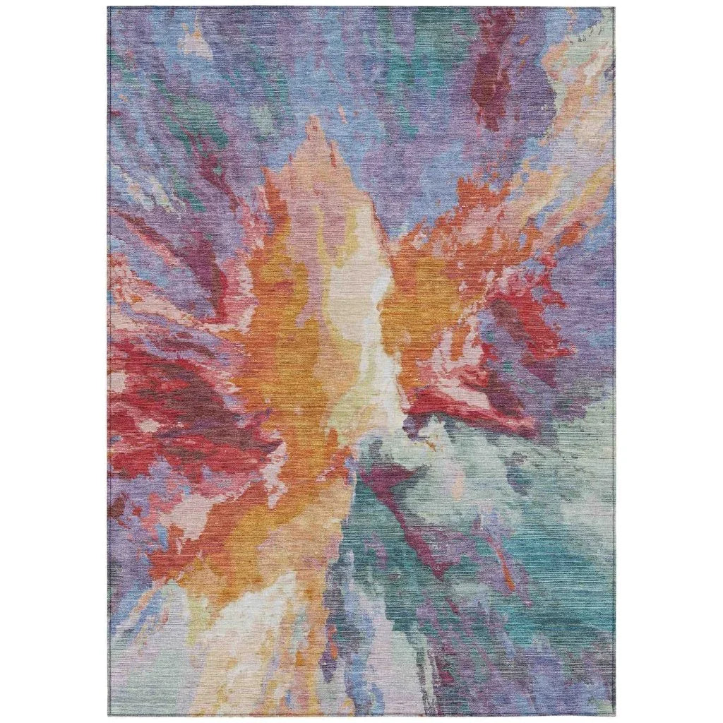Theodara Orange Washable Indoor - Outdoor Rug - LOOMLAN - LOOMLAN Rugs - Outdoor Rugs