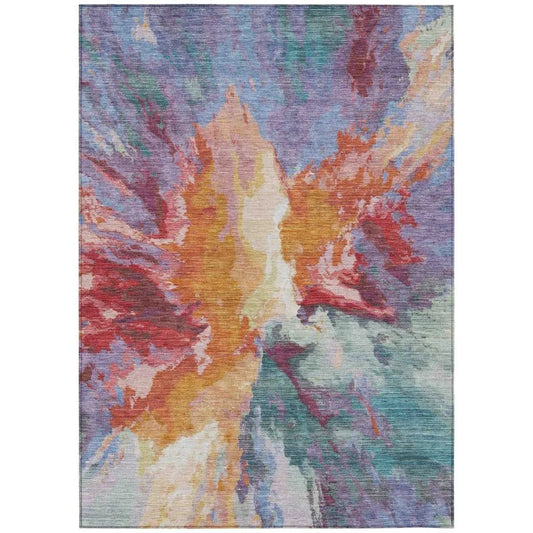 LOOMLAN Rugs Theodara Orange Washable Indoor-Outdoor Rug