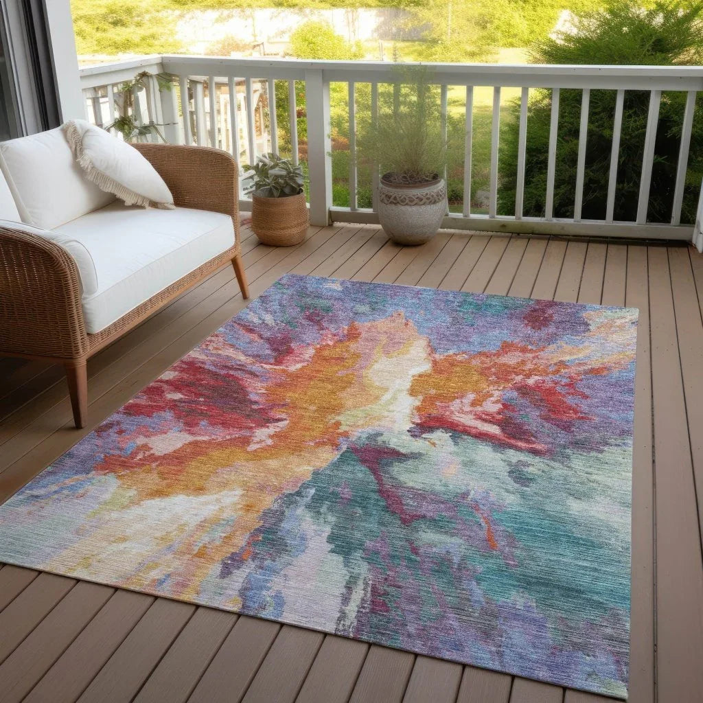 Theodara Orange Washable Indoor - Outdoor Rug - LOOMLAN - LOOMLAN Rugs - Outdoor Rugs