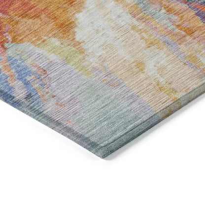 Theodara Orange Washable Indoor - Outdoor Rug - LOOMLAN - LOOMLAN Rugs - Outdoor Rugs