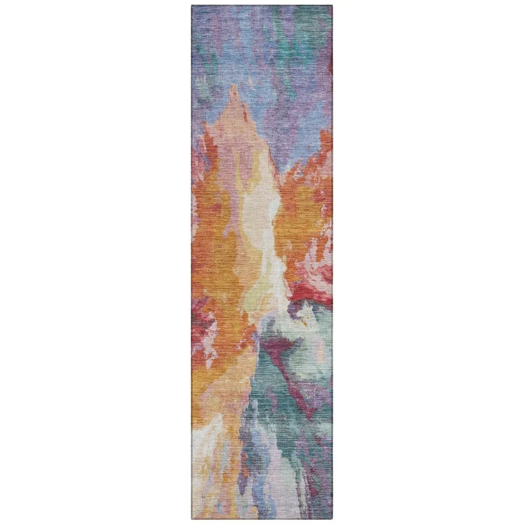 Theodara Orange Washable Indoor - Outdoor Rug - LOOMLAN - LOOMLAN Rugs - Outdoor Rugs