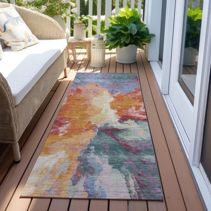 Theodara Orange Washable Indoor - Outdoor Rug - LOOMLAN - LOOMLAN Rugs - Outdoor Rugs