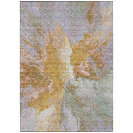 LOOMLAN Rugs Theodara Rust Washable Indoor-Outdoor Rug