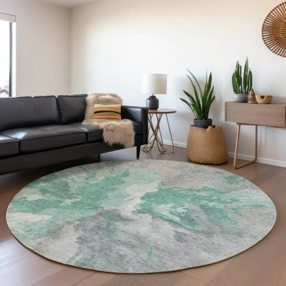 LOOMLAN Rugs Theodara Teal Washable Indoor-Outdoor Rug