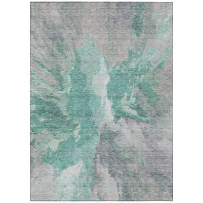 LOOMLAN Rugs Theodara Teal Washable Indoor-Outdoor Rug