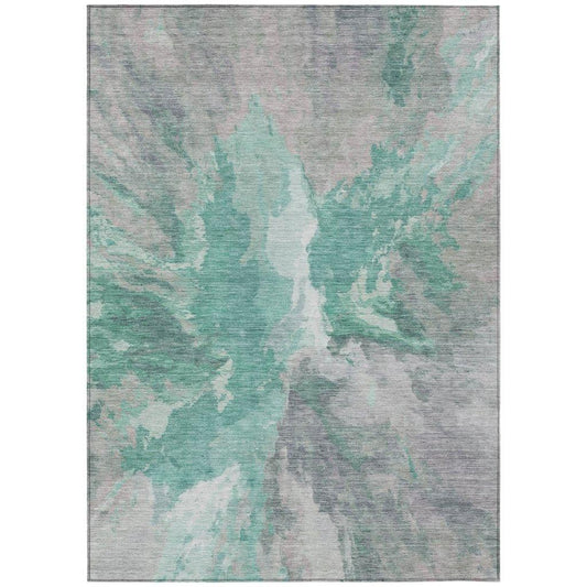 LOOMLAN Rugs Theodara Teal Washable Indoor-Outdoor Rug