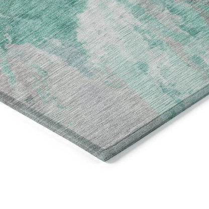 LOOMLAN Rugs Theodara Teal Washable Indoor-Outdoor Rug