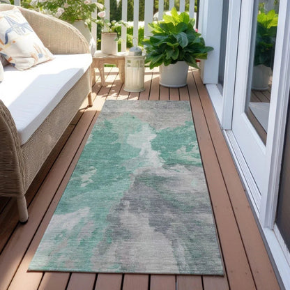 LOOMLAN Rugs Theodara Teal Washable Indoor-Outdoor Rug
