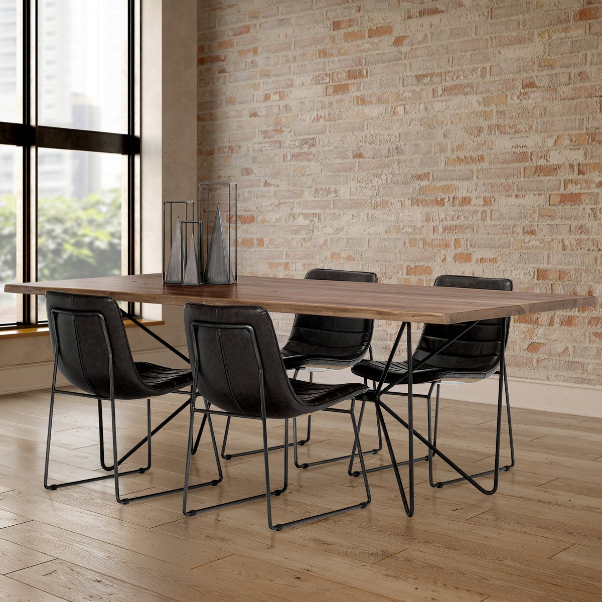 Mercana Thornton Faux Leather Armless Dining Chair 2PC