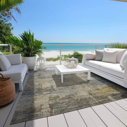 LOOMLAN Rugs Thornyx Pewter Washable Indoor-Outdoor Rug
