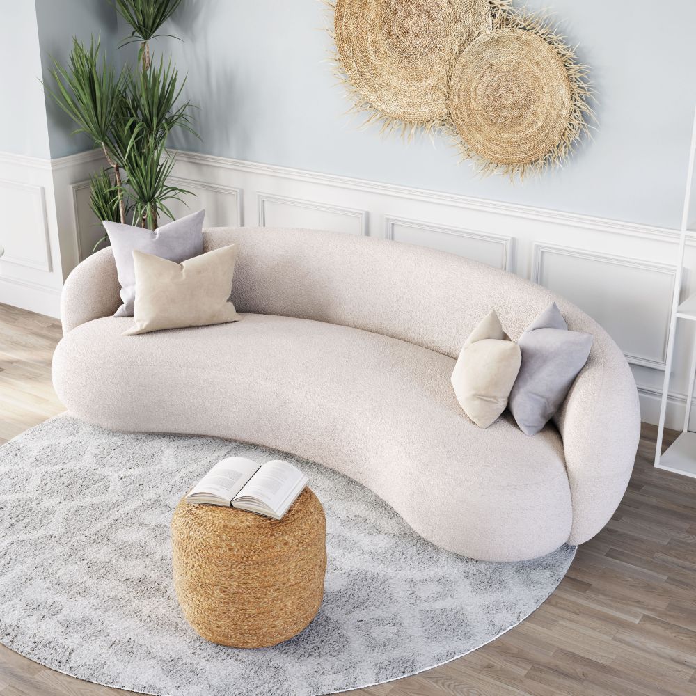 Zuo Modern Tibet Shearling Fabric Cream Sofa
