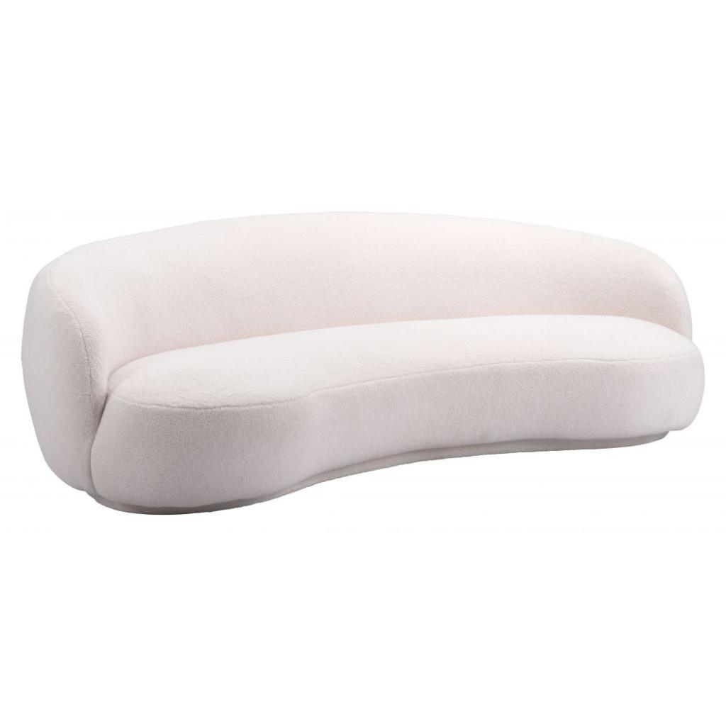 Zuo Modern Tibet Shearling Fabric Cream Sofa