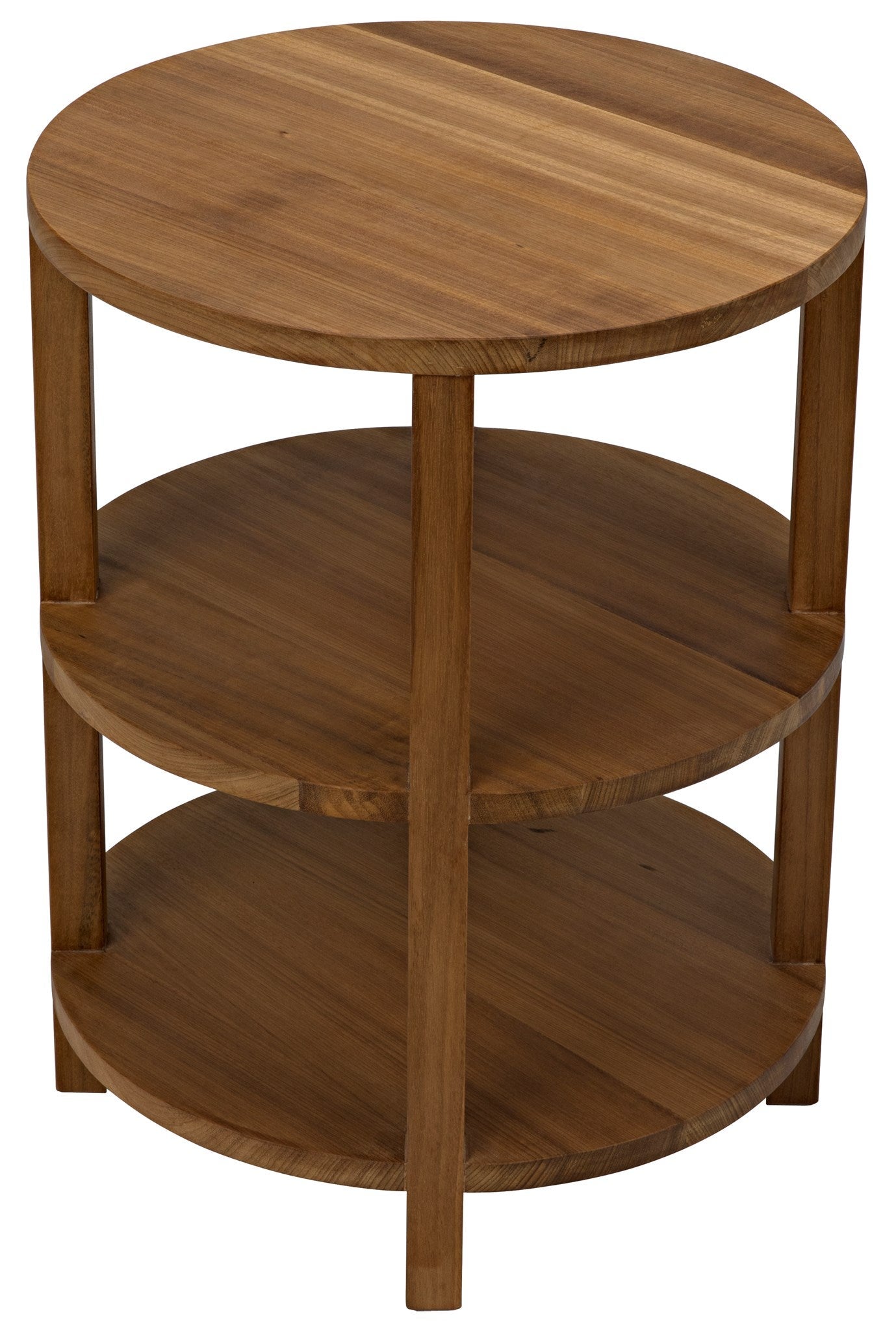 Tier Teak Wood Round Side Table-Side Tables-Noir-Sideboards and Things