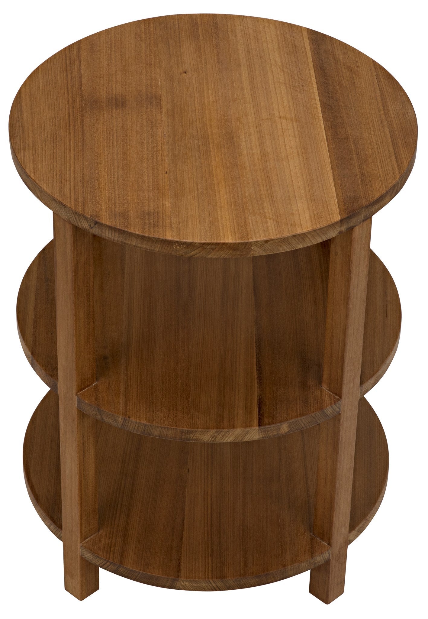 Tier Teak Wood Round Side Table-Side Tables-Noir-Sideboards and Things