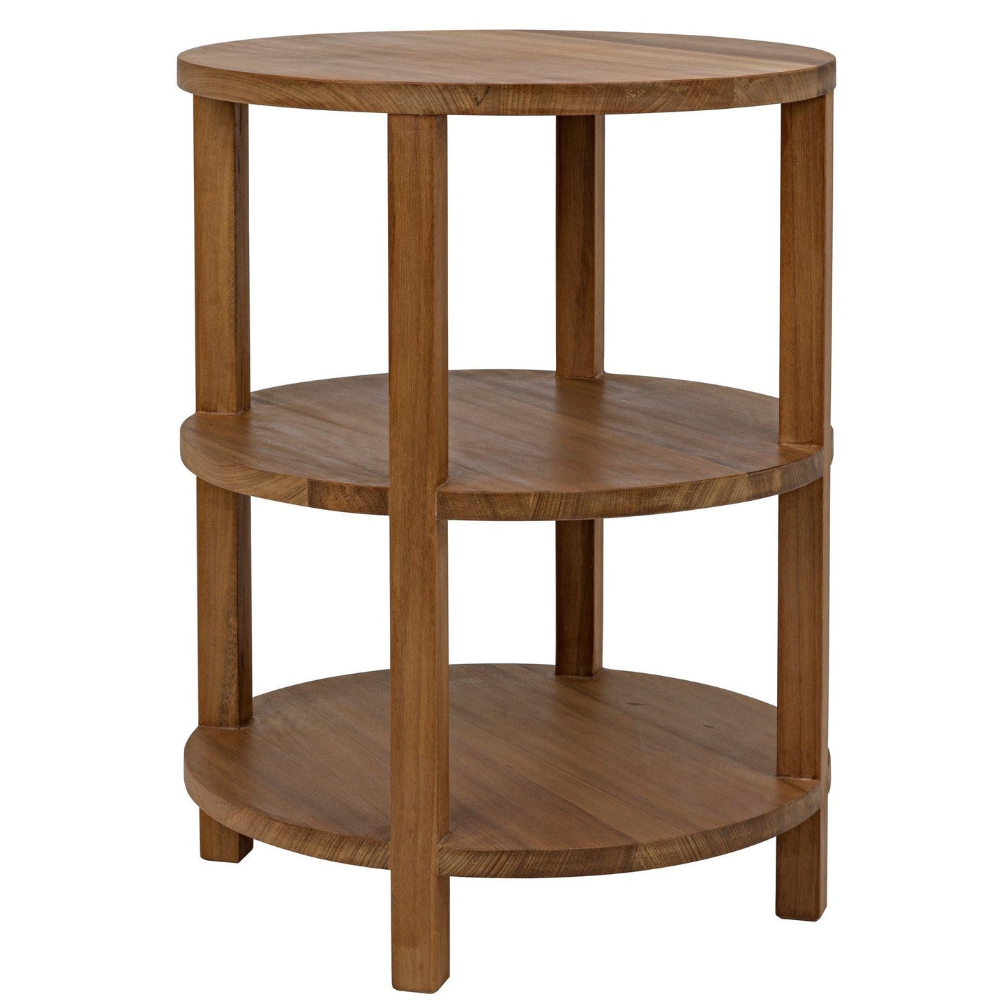 Tier Teak Wood Round Side Table-Side Tables-Noir-Sideboards and Things