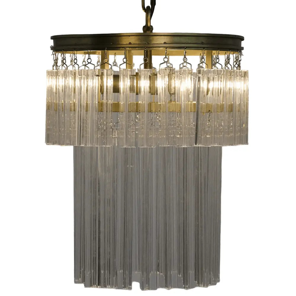 Toby Chandelier, Antique Brass and Crystal