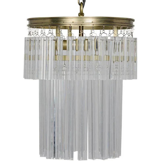 Toby Chandelier, Antique Brass and Crystal