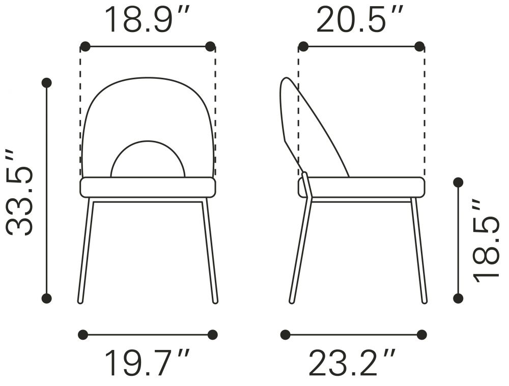 Zuo Modern Torrey Printed Fabric Dining Chair 2PC