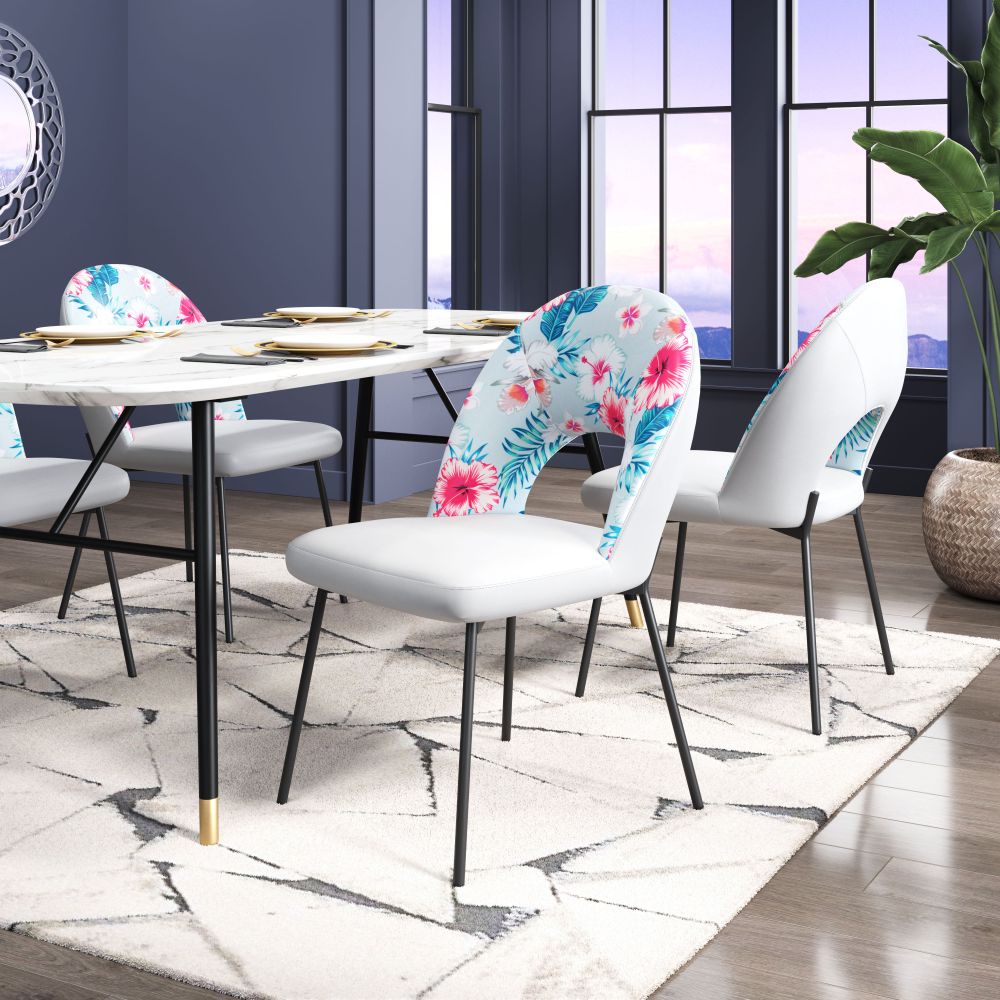 Zuo Modern Torrey Printed Fabric Dining Chair 2PC