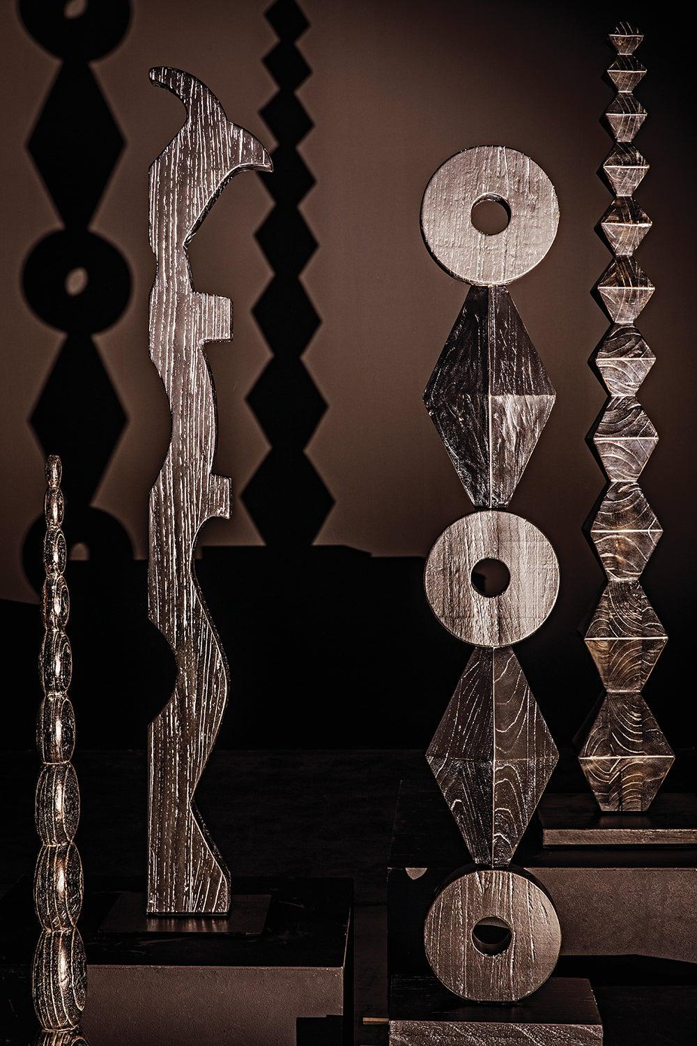 Totem Cinder Black Sculpture-Statues & Sculptures-Noir-Sideboards and Things