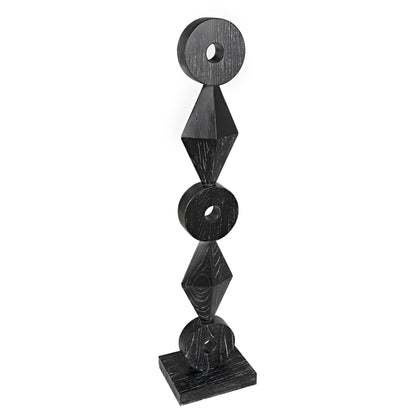 Totem Cinder Black Sculpture-Statues & Sculptures-Noir-Sideboards and Things